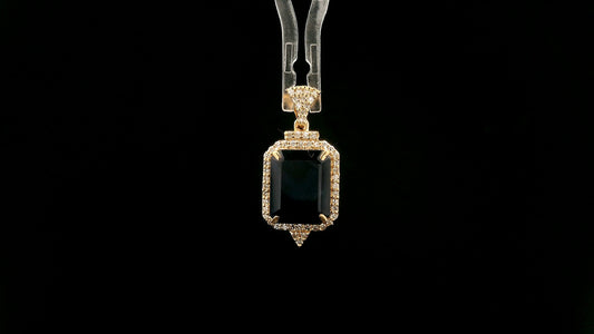 3.01 Ct Octagon Natural Sapphire 14K Gold Pendant