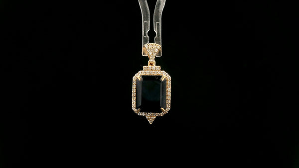 3.01 Ct Octagon Natural Sapphire 14K Gold Pendant