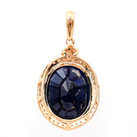 5.80 Ct Oval Mixed Cut Natural Sapphire 14K Gold Pendant