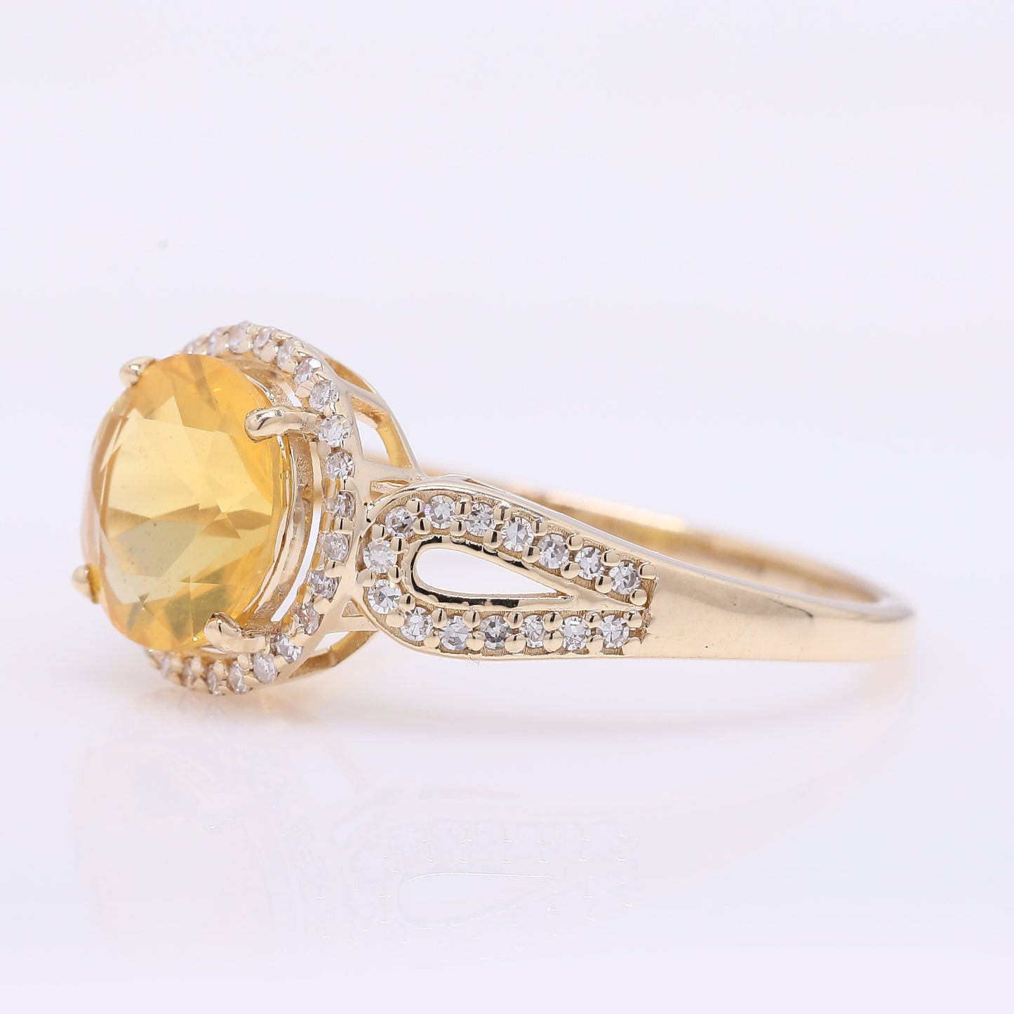 1.35 Ct Round Mixed Cut Natural Fire Opal 14K Gold Ring