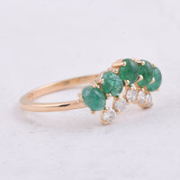 1.32 Ct Oval Cabochon Cut Natural Emerald 14K Gold Ring