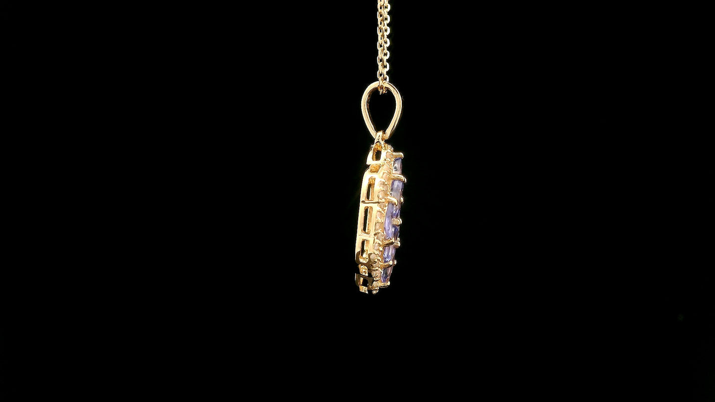 0.93 Ct Marquise Tanzanite 14K Gold Pendant