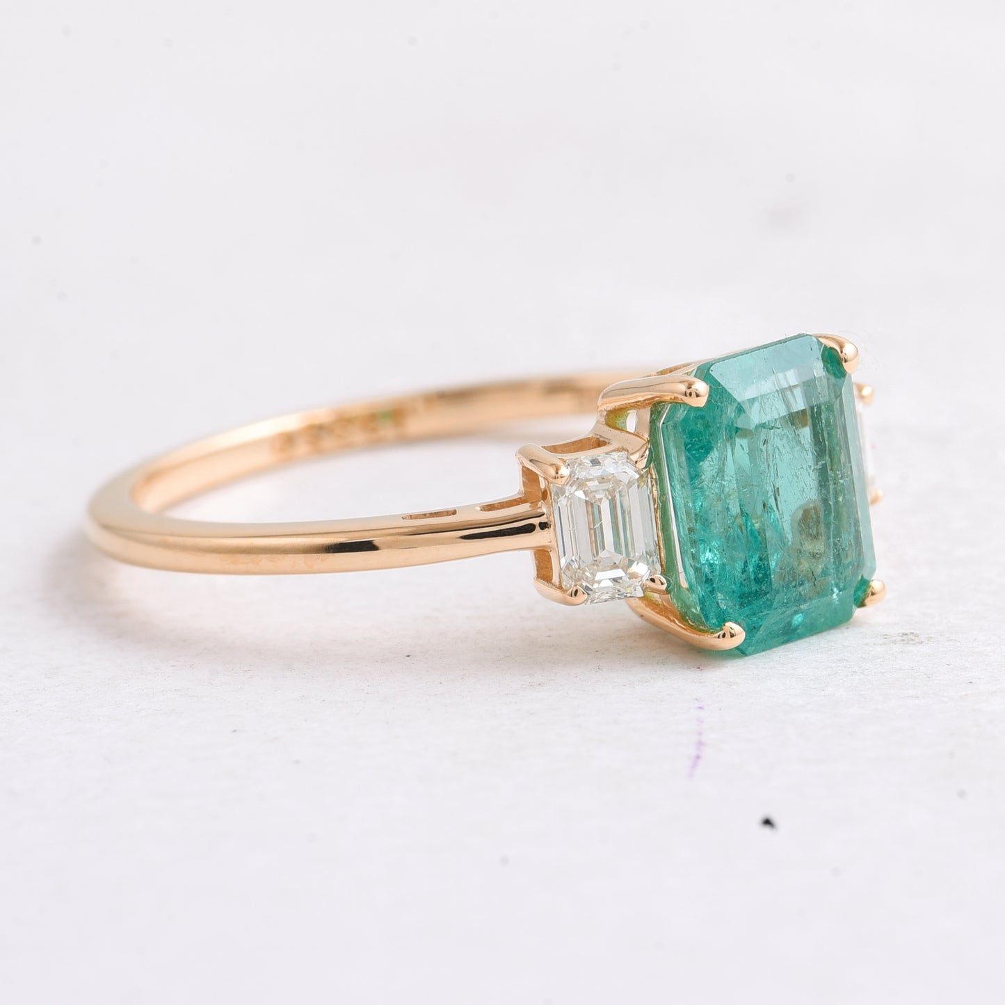 1.74 Ct Octagon Step Cut Natural Emerald 14K Gold Ring