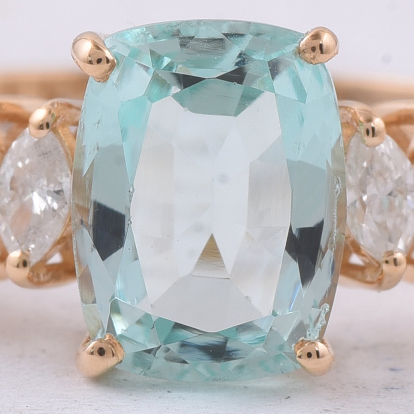 1.84 Ct Cushion Natural Beryl 14K Gold Ring