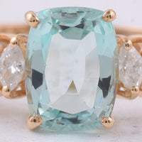 1.84 Ct Cushion Natural Beryl 14K Gold Ring