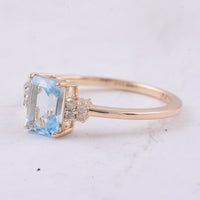1.47 Ct Octagon Step Cut Natural Topaz 14K Gold Ring