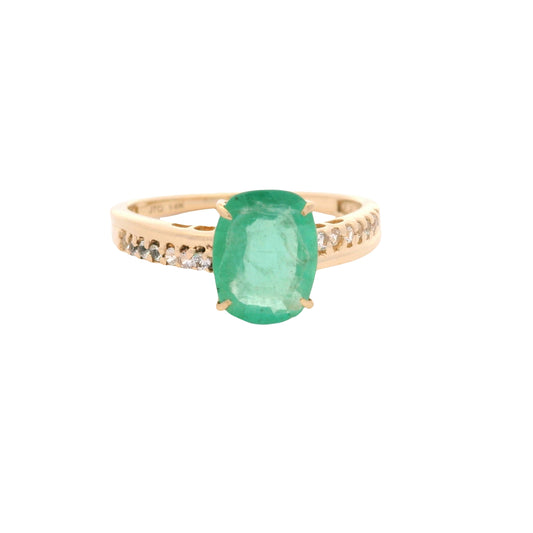 1.52 Ct Cushion Emerald 14K Gold Ring
