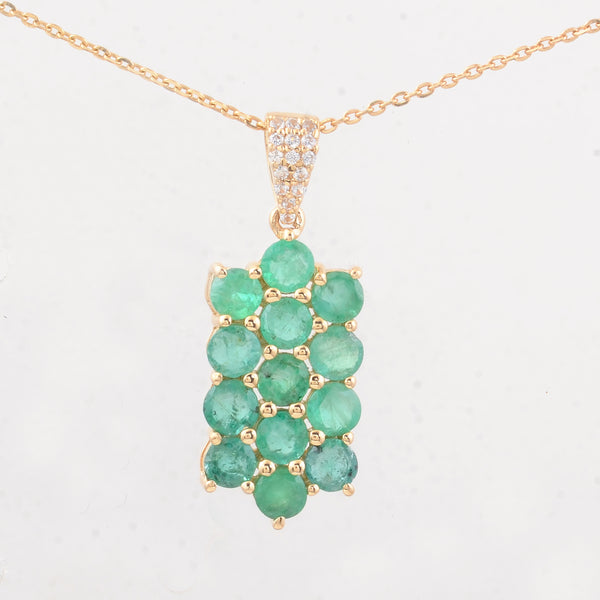 1.78 Ct Round Emerald 14K Gold Pendant