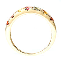 1.34 Ct Round Mixed Cut Natural Codundum Multi Sapphire 14K Gold Ring
