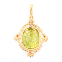 5.57 Ct Cushion Mixed Cut Natural Green Sapphire 14K Gold Pendant