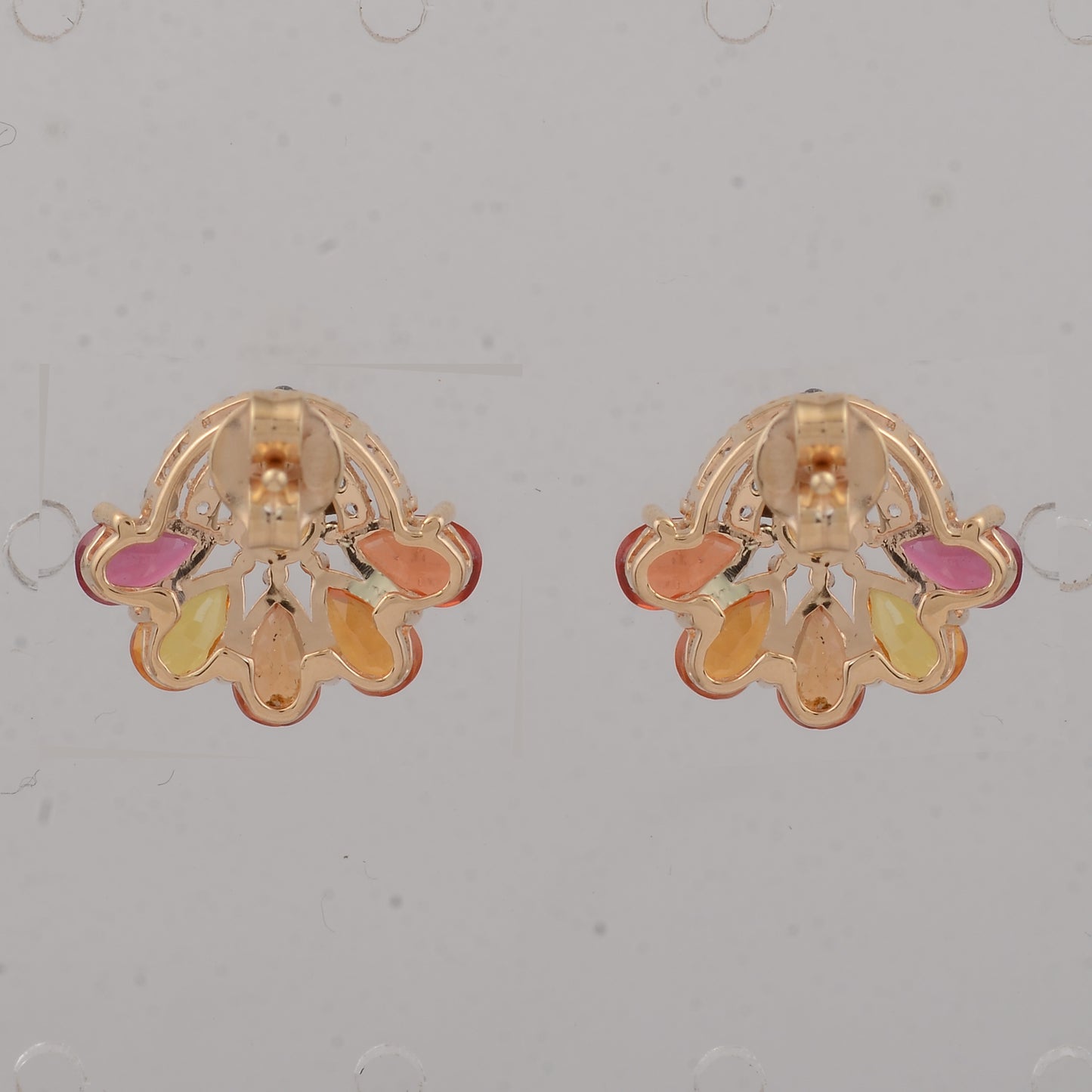 2.85 Ct Pear Multi Sapphire 14K Gold Earrings