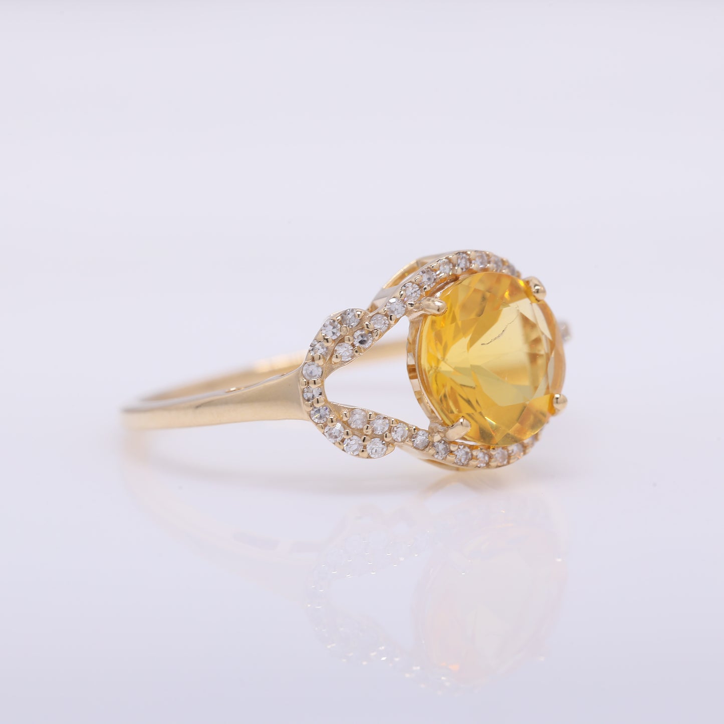 1.34 Ct Round Mixed Cut Natural Fire Opal 14K Gold Ring