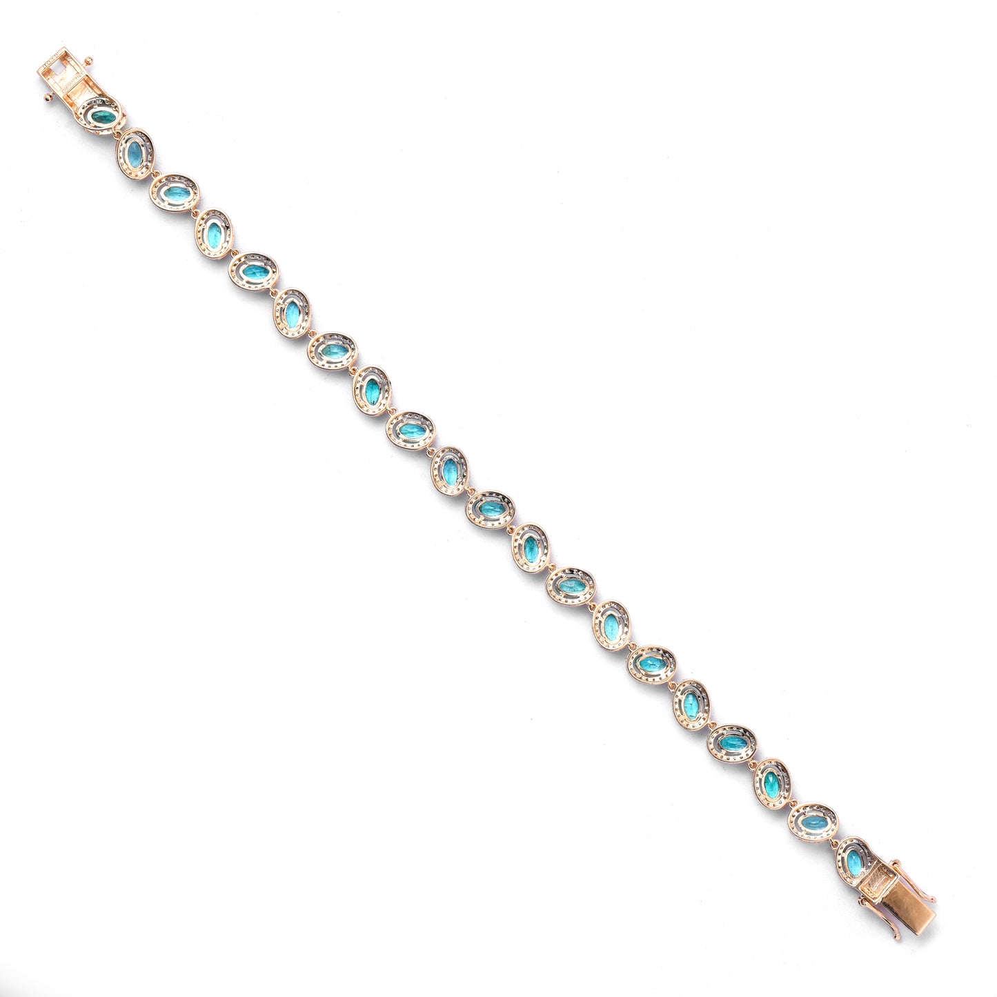 7.66 Ct Oval Mixed Cut Natural Emerald 14K Gold Bracelet
