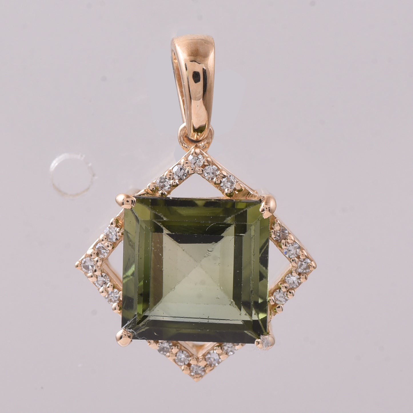 2.44 Ct Square Tourmaline 14K Gold Pendant