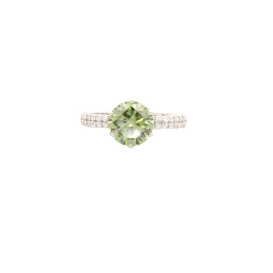 2.13 Carats Green Lab Grown Diamond 14K Gold Ring