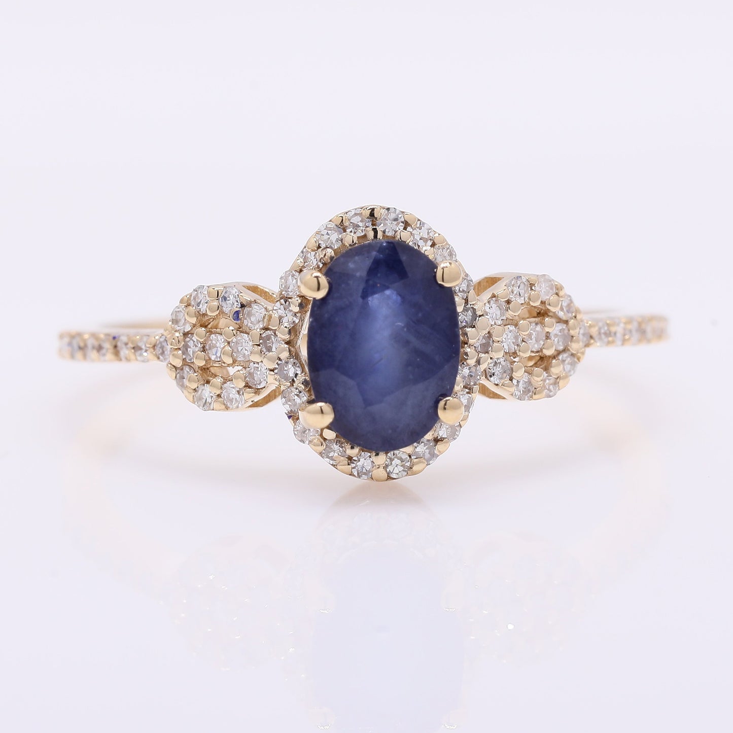 1.35 Ct Oval Mixed Cut Natural Sapphire 14K Gold Ring