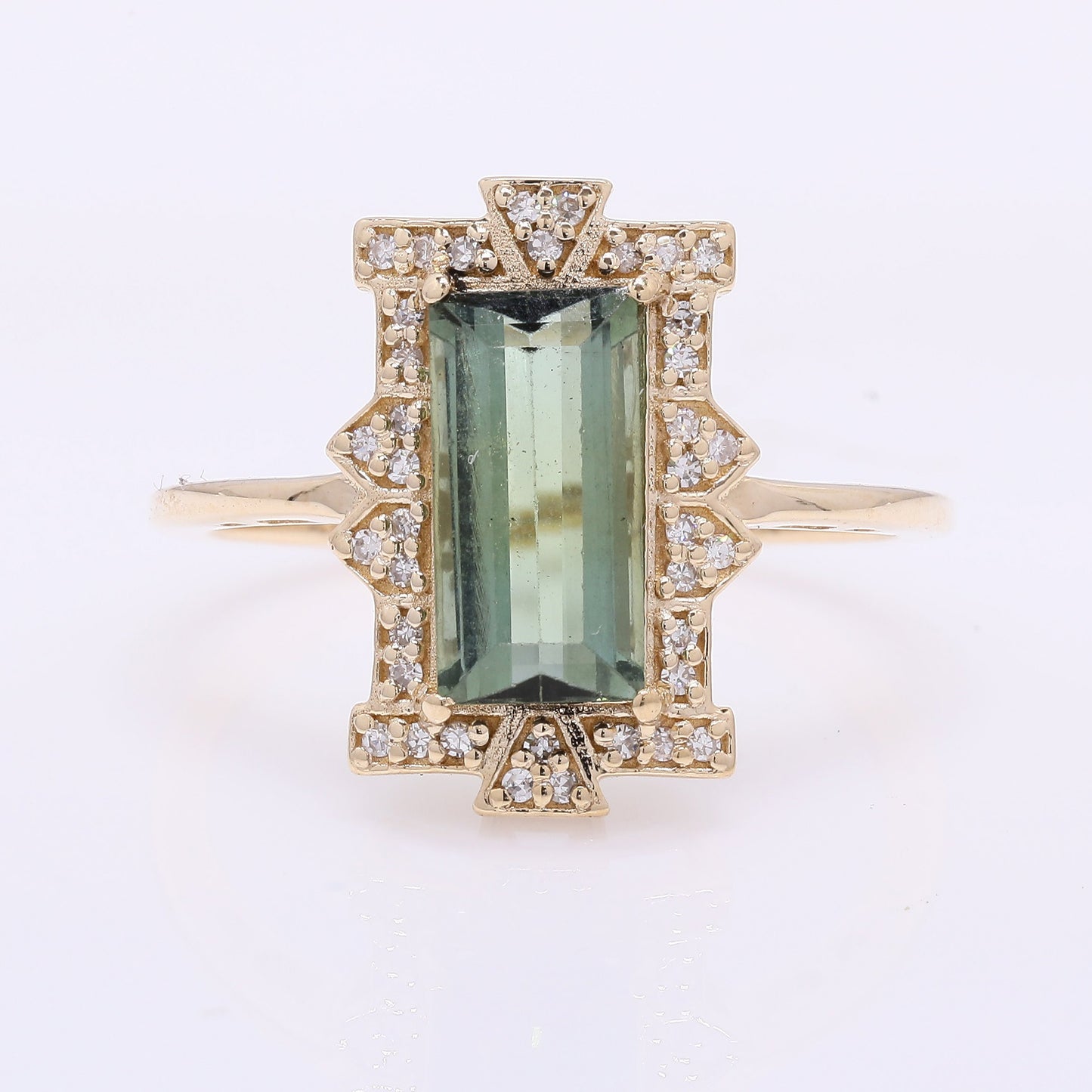 1.78 Ct Rectangle Step Cut Natural Tourmaline 14K Gold Ring