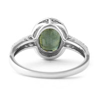2.85 Ct Oval Mixed Cut Natural Green Sapphire 950 Platinum Ring
