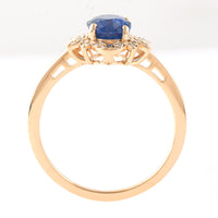 1.63 Ct Oval Mixed Cut Natural Sapphire 14K Gold Ring