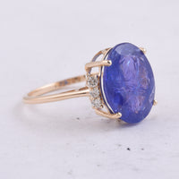 6.81 Ct Oval Natural Tanzanite 14K Gold Ring