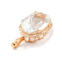 5.86 Ct Oval Mixed Cut Natural Aquamarine 14K Gold Pendant