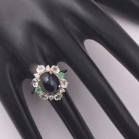 6.81 Ct Oval Sapphire 9K Gold Ring