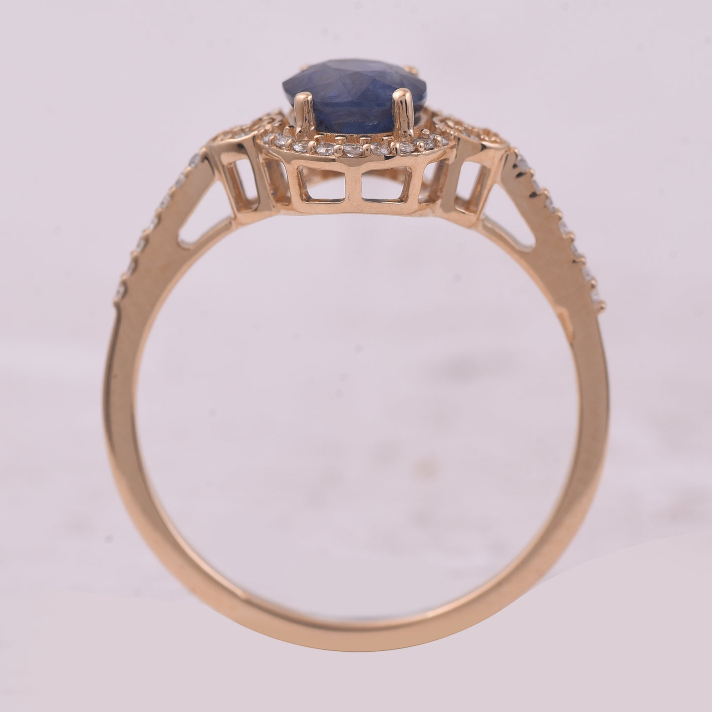 1.49 Ct Oval Mixed Cut Natural Sapphire 14K Gold Ring