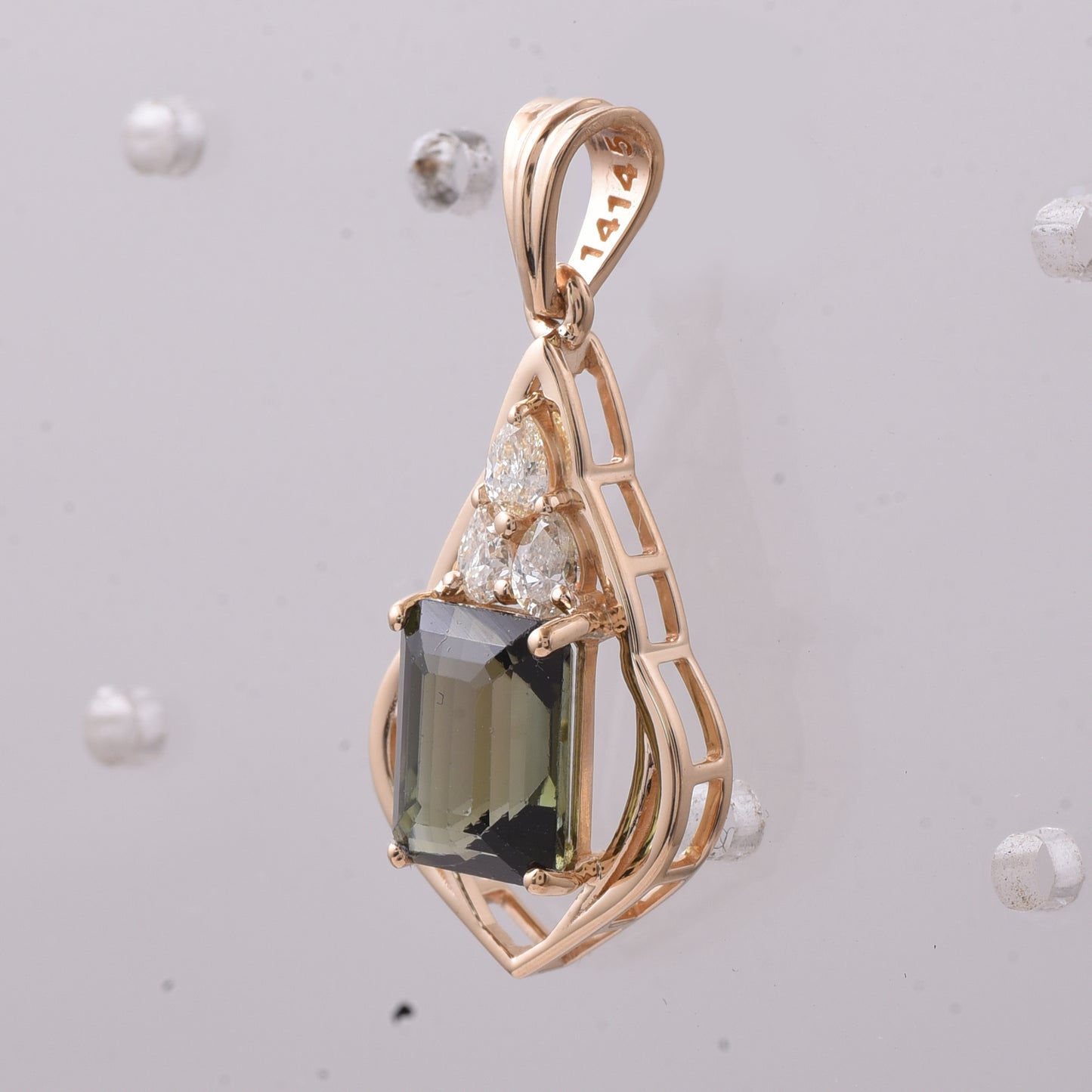 2.21 Ct Octagon Step Cut Natural Tourmaline 14K Gold Pendant