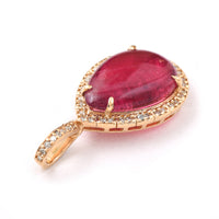 4.99 Ct Pear Cabochon Natural Rubellite 14K Gold Pendant