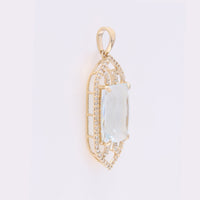 5.18 Ct Cushion Mixed Cut Natural Aquamarine 14K Gold Pendant