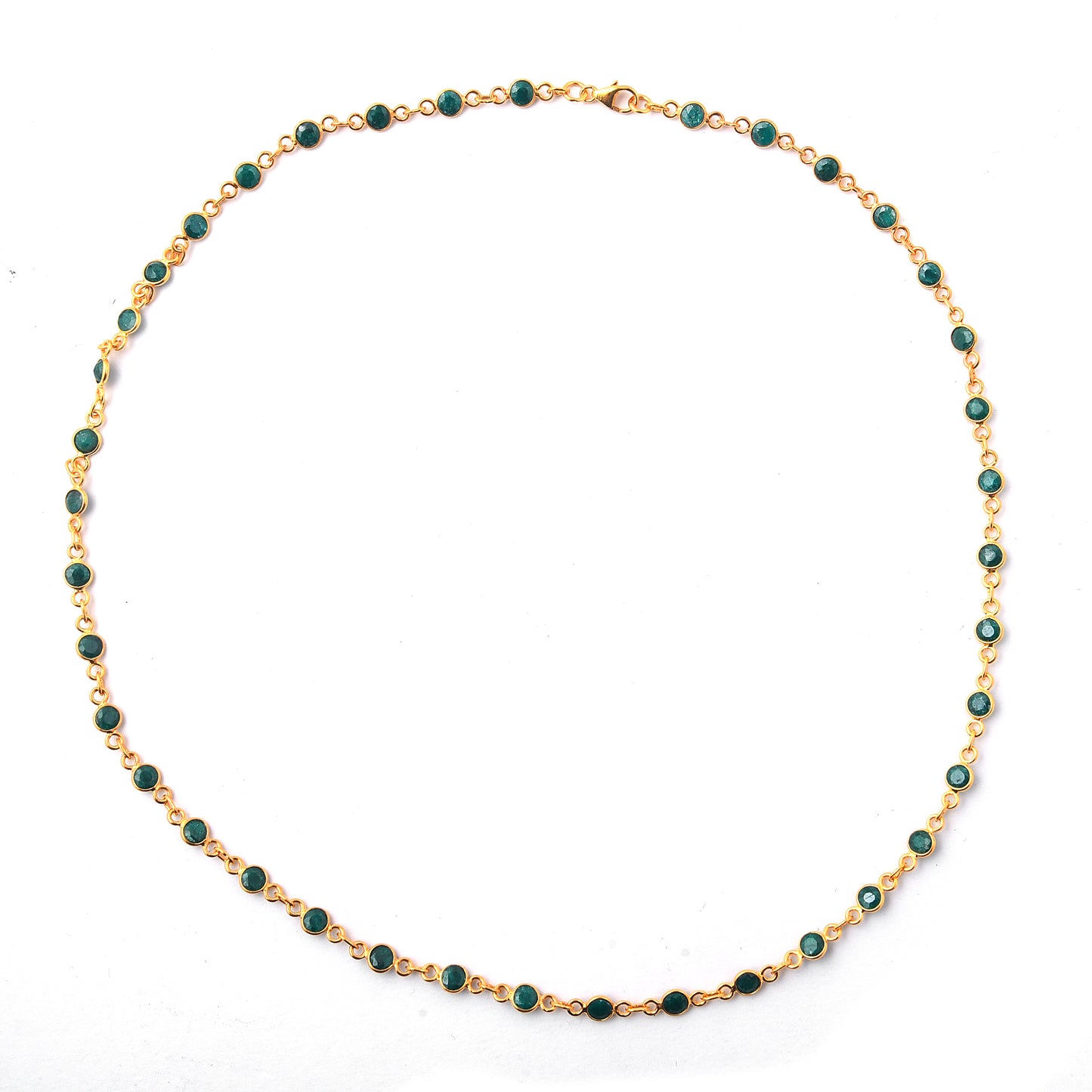 15.57 Ct Round Dyed Emerald 925 Sterling Silver Necklace