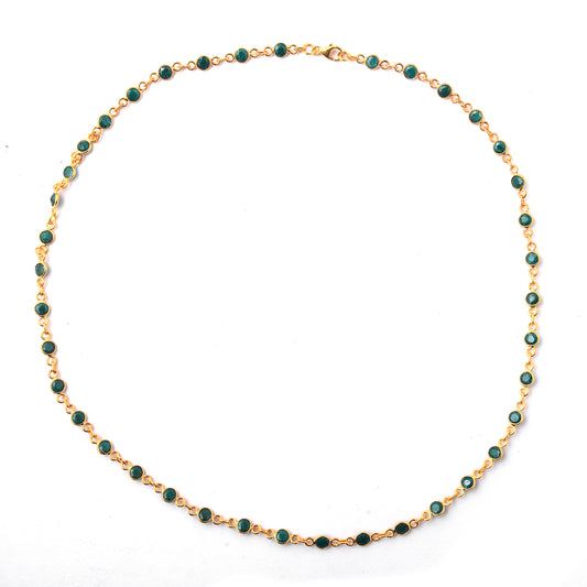 15.57 Ct Round Dyed Emerald 925 Sterling Silver Necklace