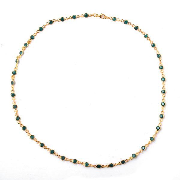15.57 Ct Round Dyed Emerald 925 Sterling Silver Necklace