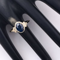 2.24 Ct Oval Mixed Cut Natural Sapphire 14K Gold Ring