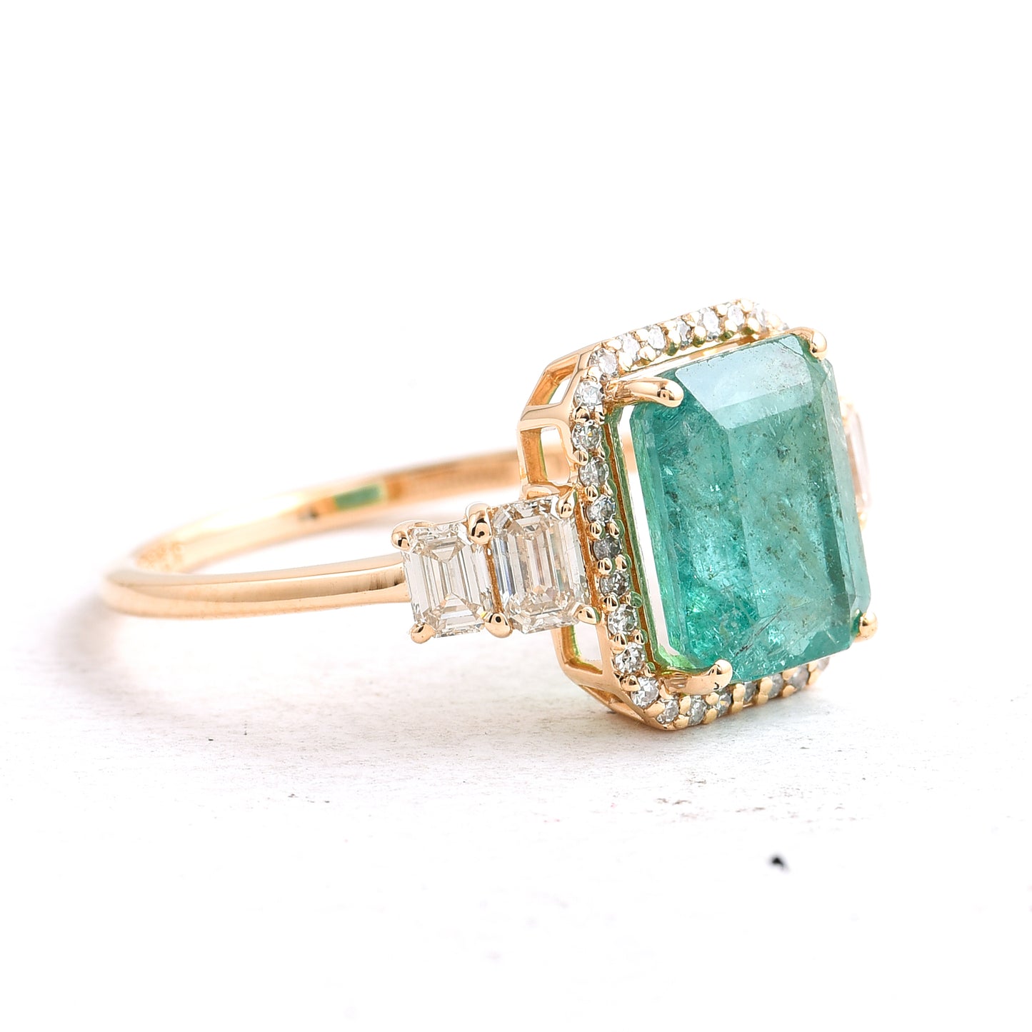 3.06 Ct Octagon Emerald 14K Gold Ring