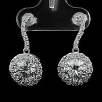 4.24 Ct Round Lab Grown Diamond 14K Gold Earrings