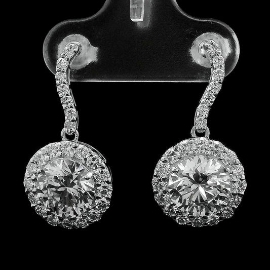 4.24 Ct Round Lab Grown Diamond 14K Gold Earrings