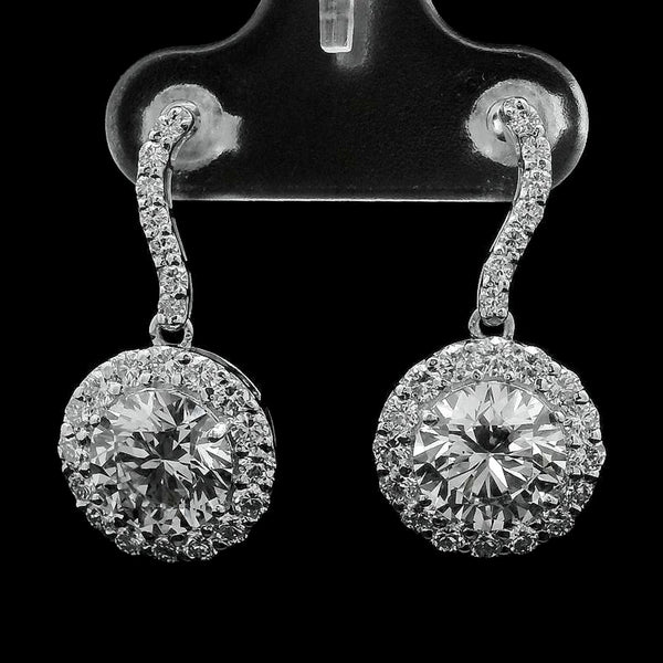 4.24 Ct Round Lab Grown Diamond 14K Gold Earrings