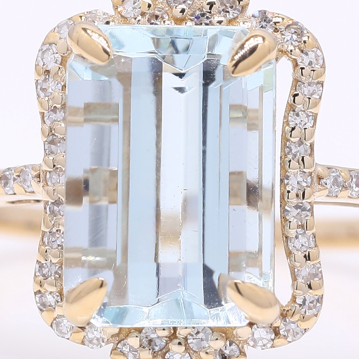 3.05 Ct Octagon Step Cut Natural Aquamarine 14K Gold Ring