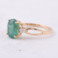 1.74 Ct Oval Natural Emerald 14K Gold Ring