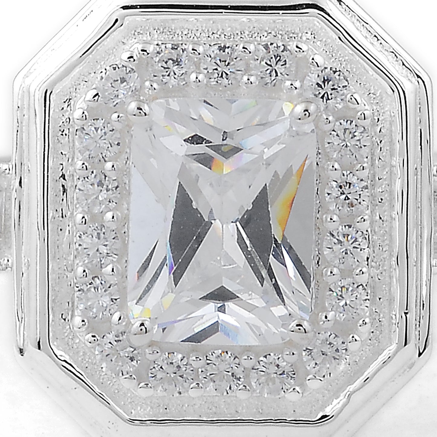 3.40 Ct Octagon Cubic Zirconia 925 Sterling Silver Ring