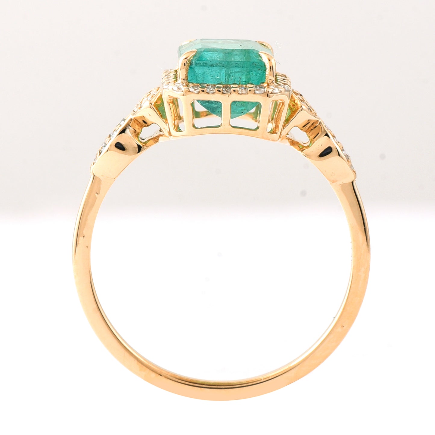 2.12 Ct Octagon Step Cut Natural Emerald 14K Gold Ring