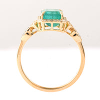 2.12 Ct Octagon Step Cut Natural Emerald 14K Gold Ring