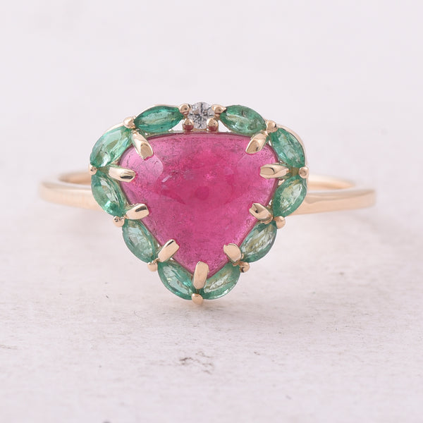 2.65 Ct Heart Tourmaline 9K Gold Ring