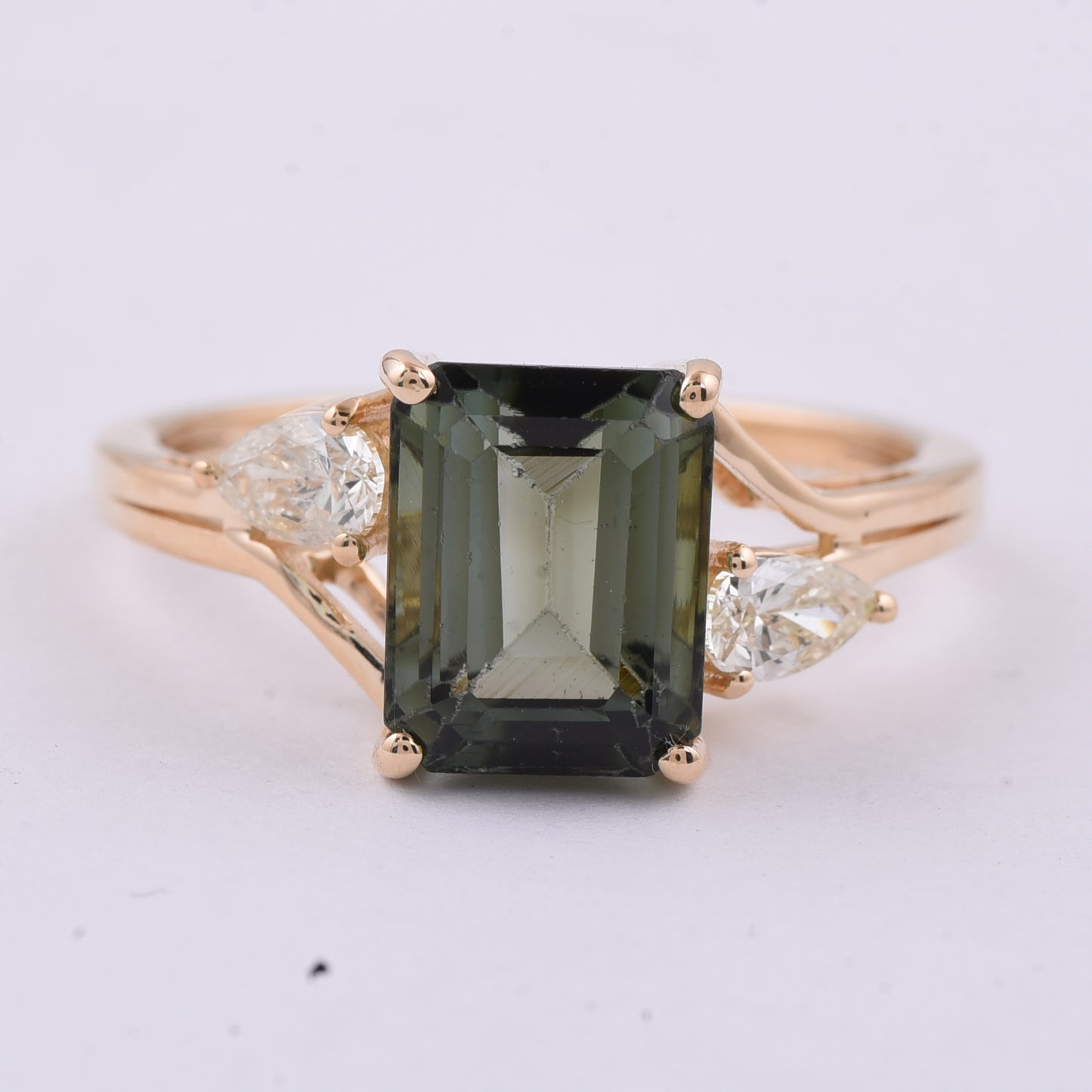 3.38 Ct Octagon Step Cut Natural Tourmaline 14K Gold Ring