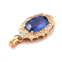 1.50 Ct Cushion Mixed Cut Natural Sapphire 14K Gold Pendant