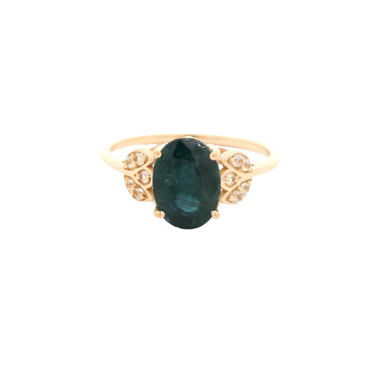 2.18 Ct Oval Sapphire 14K Gold Ring