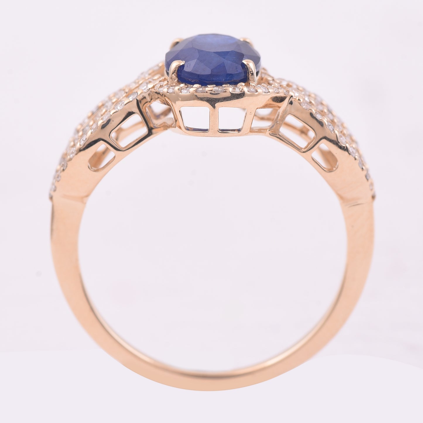 2.04 Ct Oval Mixed Cut Natural Sapphire 14K Gold Ring