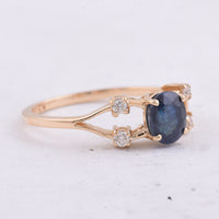 1.12 Ct Oval Natural Sapphire 14K Gold Ring