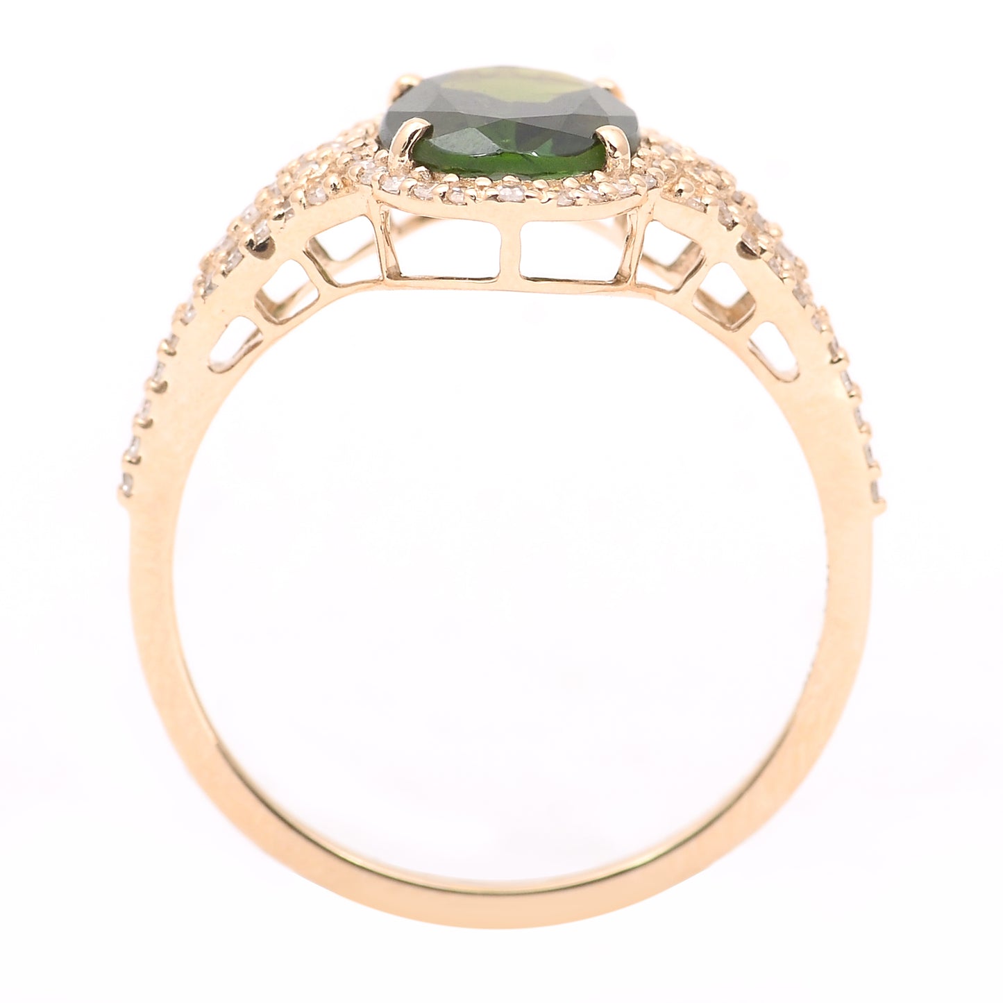 1.93 Ct Oval Mixed Cut Natural Tourmaline 14K Gold Ring